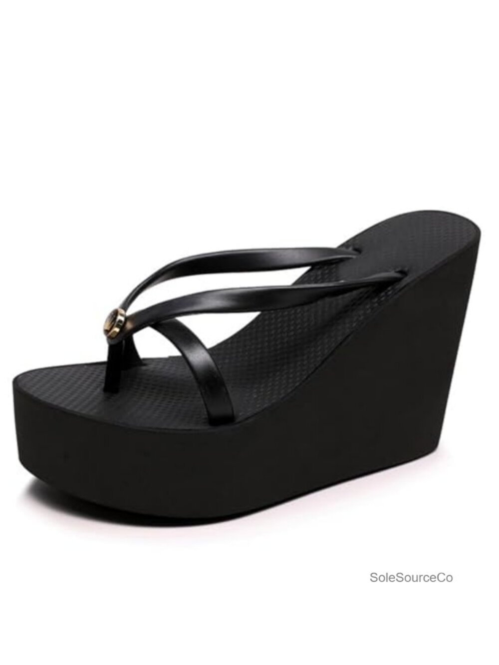 Women's Fiber Leather Wedge Flip Flop Sandals Non-Slip Summer Beach Swim